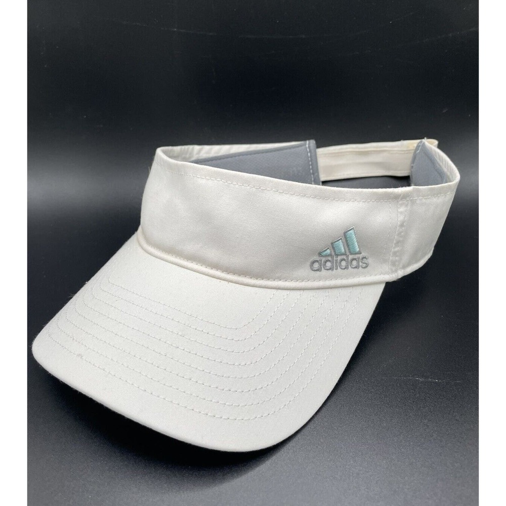Adidas Climalite Visor White Blue Embroidered Velcro Adjustable One Size